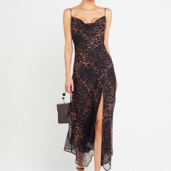 O.P.T Leopard Marzena Slip Dress, Size L - Picture 1 of 8